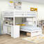 Lit superposé double au-dessus de simple avec tiroirs de rangement et bureau d'étude-443781988