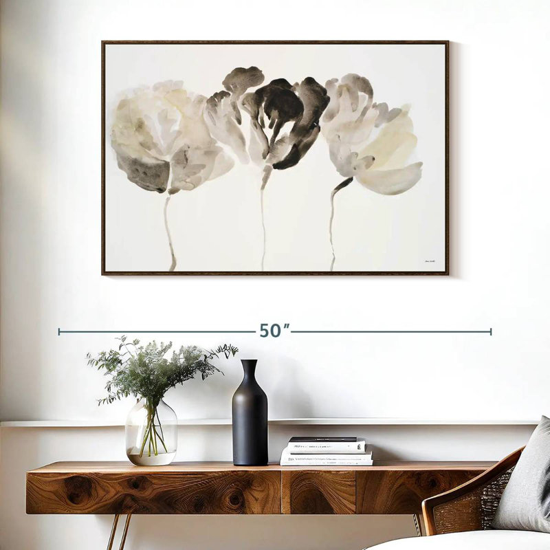 Trio en lumière, Cadre flottant noyer, 40 po x 27 po