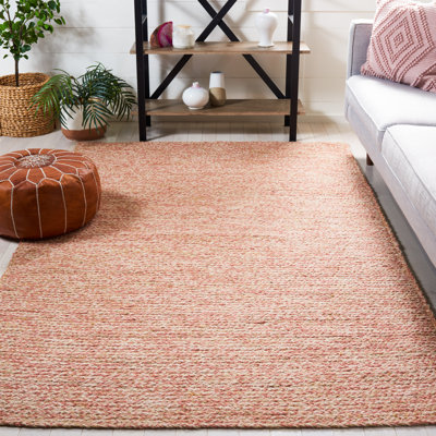 Tapis rose / naturel en laine tissé à la main Jarid