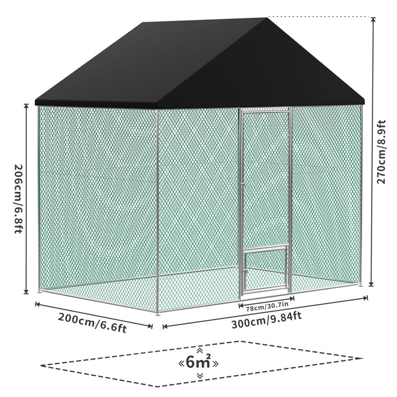 Snellville Chicken Run, 270cm H x 300cm W x 200cm D