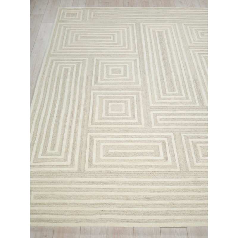 Teton Handmade New Zealand Wool Cream/Ivory Area Rug, Rectangle 6' x 9'