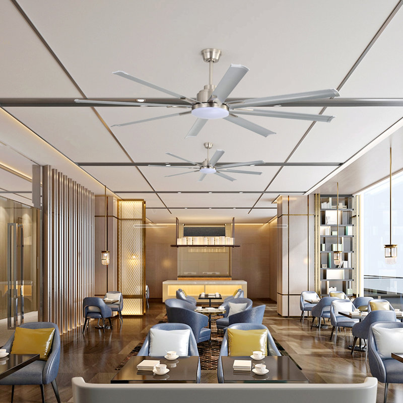 84-Inch DC Motor Ceiling Fan With Dimmable Light And 8-Blade Aluminum Silver Blades