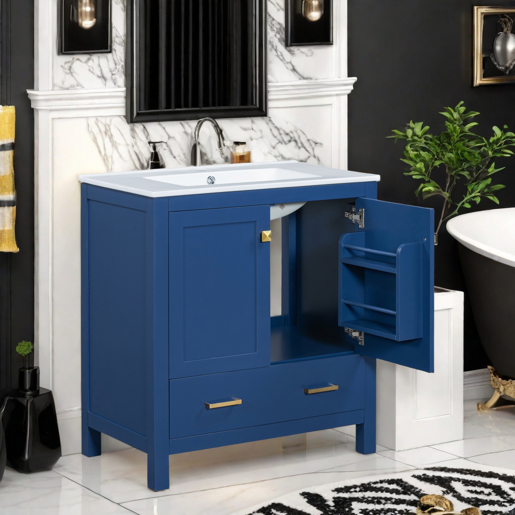 Winston Porter 30 Inch Farmhouse Bathroom Vanity with Single Sink ...