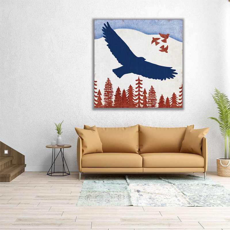 Patriotic Woodland Eagle - reproduction d'art sur toile, H 24 po x l 24 po