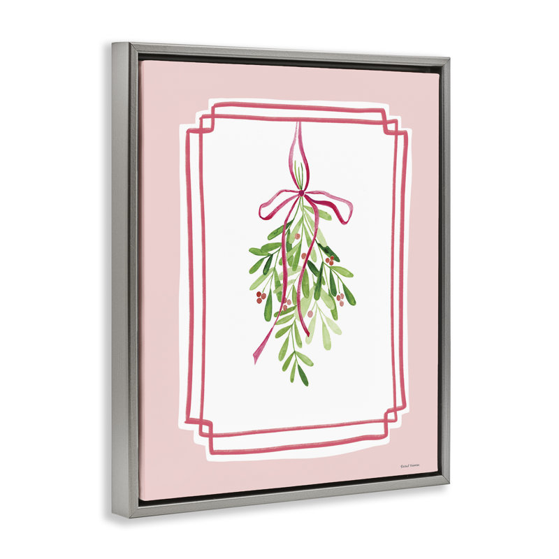 Gui sur cadre flottant rose pastel, design par Rachel Nieman, H 31 po x l 25 po, Cadre flottant gris lustré