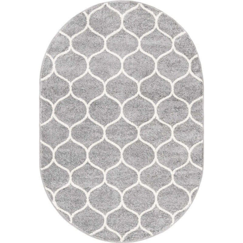 Tapis contemporain Tellaro couleur cendré, Ovale 4 pi x 6 pi