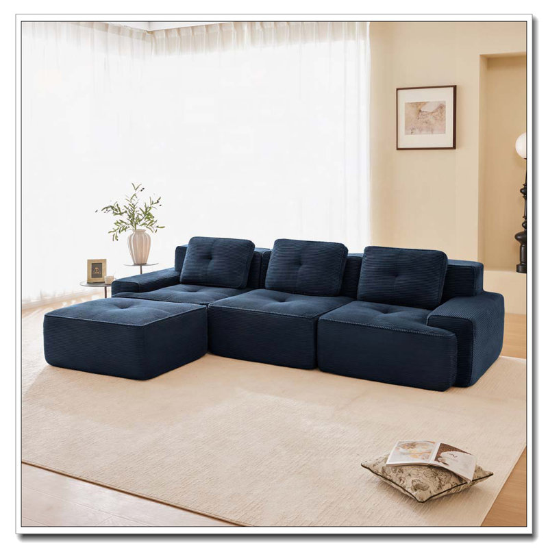 Canapé modulaire en tissu Corduroy, Bleu