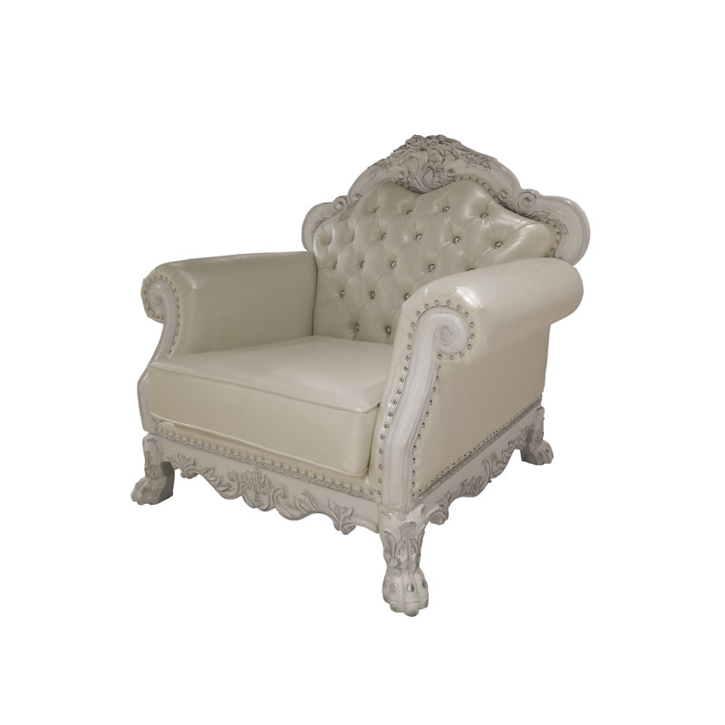 Chaise Dresde blanc os avec 2 coussins