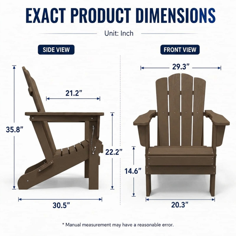 Chaise Adirondack pliante en résine, Brun