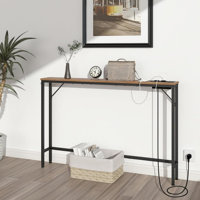 120 cm W Console Table, White / Brown, White, Brown