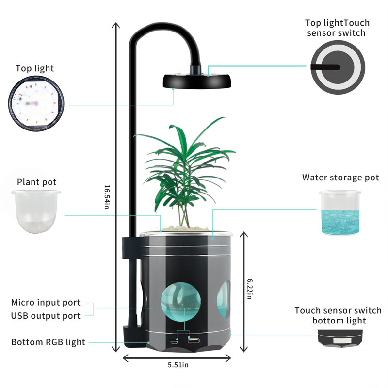 Lampe de table 4 en 1 à spectre complet Smart Plant