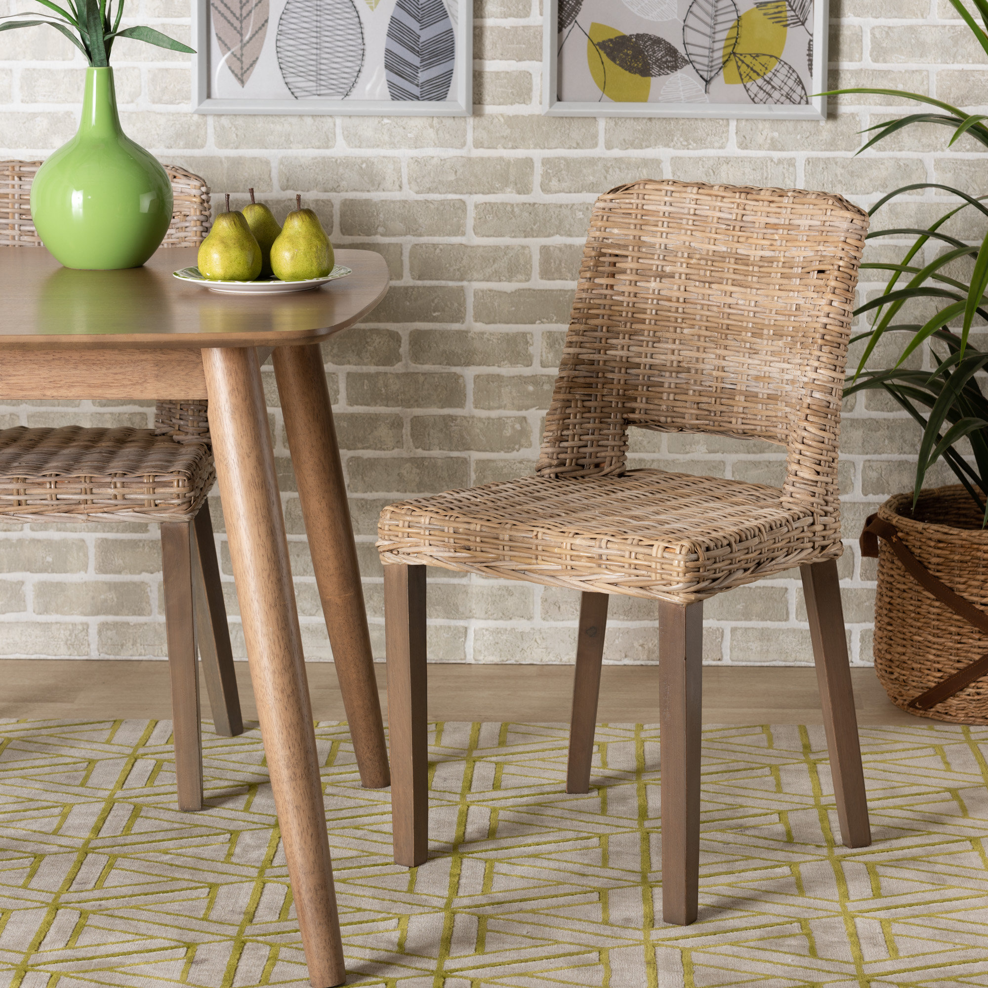 Wholesale Interiors Rattan and Mahogany Wood Side Chair & Reviews