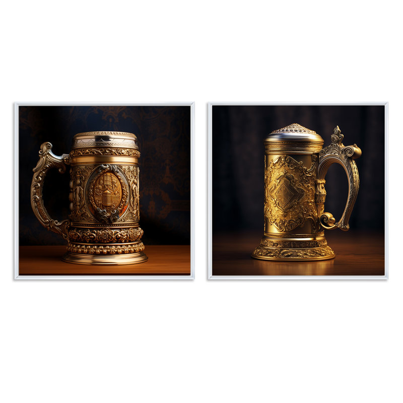 Jeu de 2 verres à bière Traditional, H 16 po x l 33 po, Cadre flottant blanc