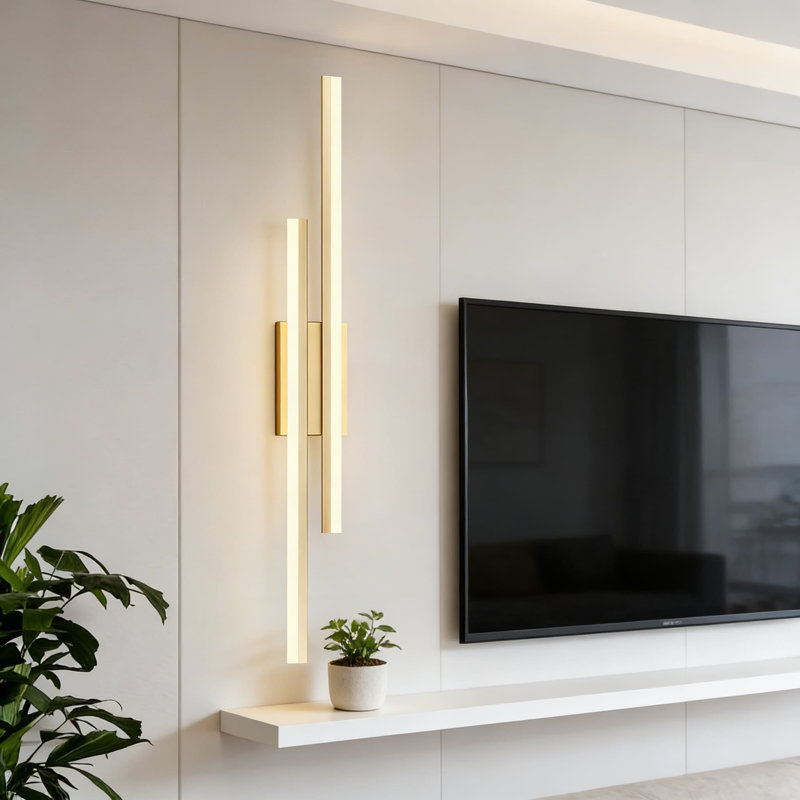 Applique murale moderne à DEL à intensité variable avec télécommande, luminaire mural doré câblé pour salon, chambre à coucher, salle de bain et salle à manger, 40 pouces