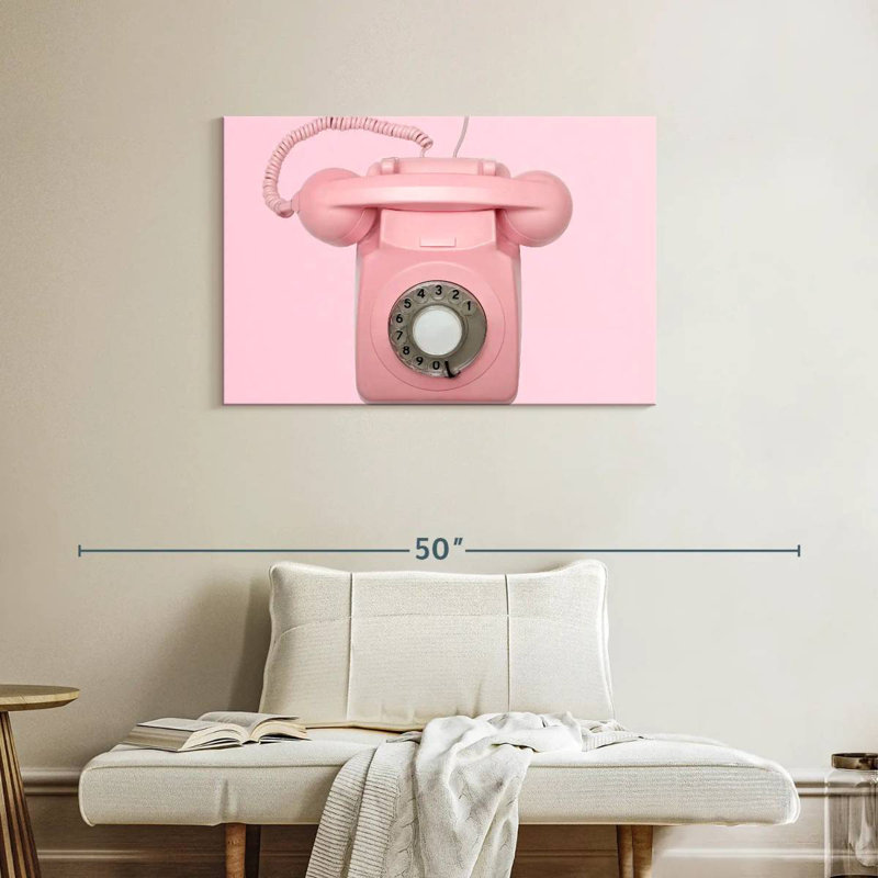 Téléphone rotatif rose Kerner, H 24 po x l 36 po