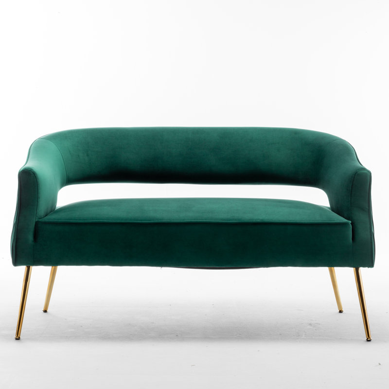 Deybi 51'' Velvet Recessed Arm Loveseat, Green Velvet