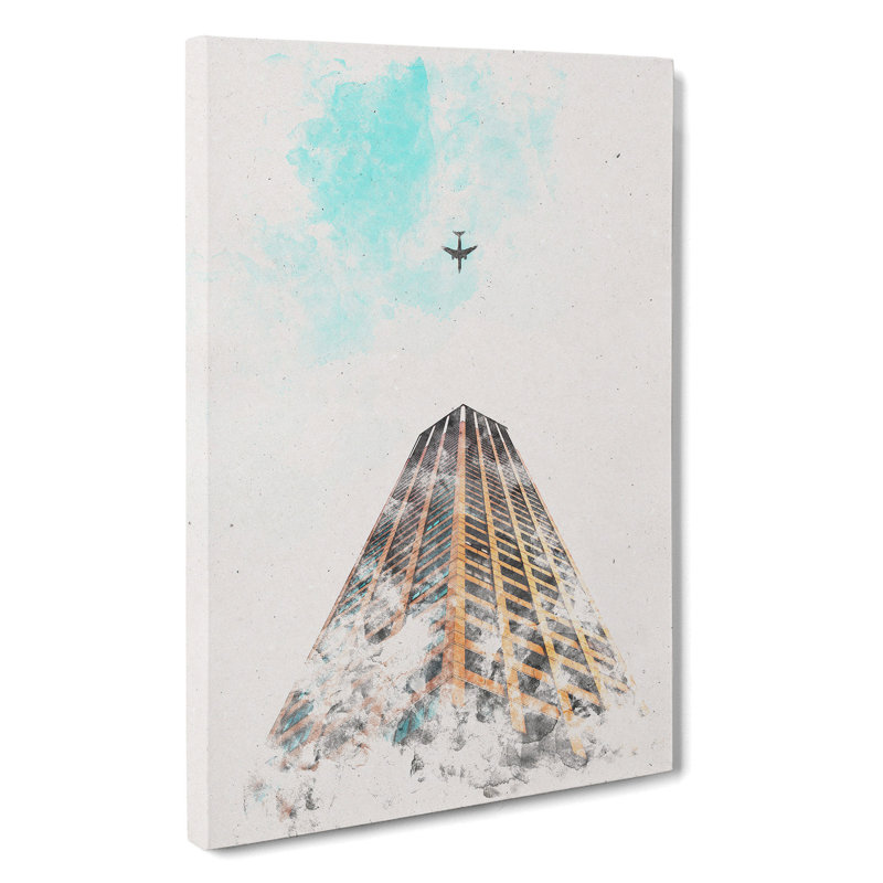 Airplane Flying Above Tokyo - Wrapped Canvas Painting, 45cm H x 30cm W x 4cm D
