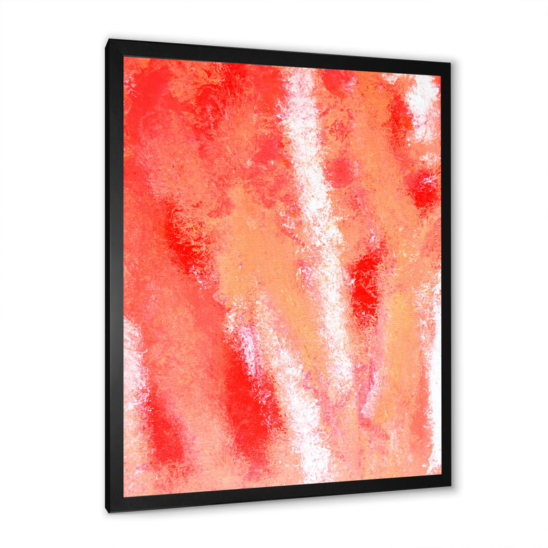 Corail et orange, art abstrait - art mural moderne et contemporain sur toile, Impression noire sur toile encadrée