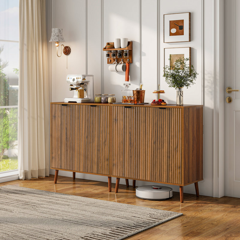 Buffet et armoire à buffet, armoire à buffet cannelée, table de buffet de cuisine, crédence de rangement pour salle à manger, 31,5 po x 15,8 po x 34,7 po