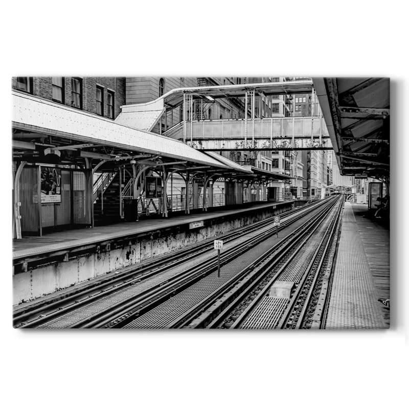 Impression rétro sur toile rétro «Chicago L», H 24 po x l 36 po x P 1,5 po