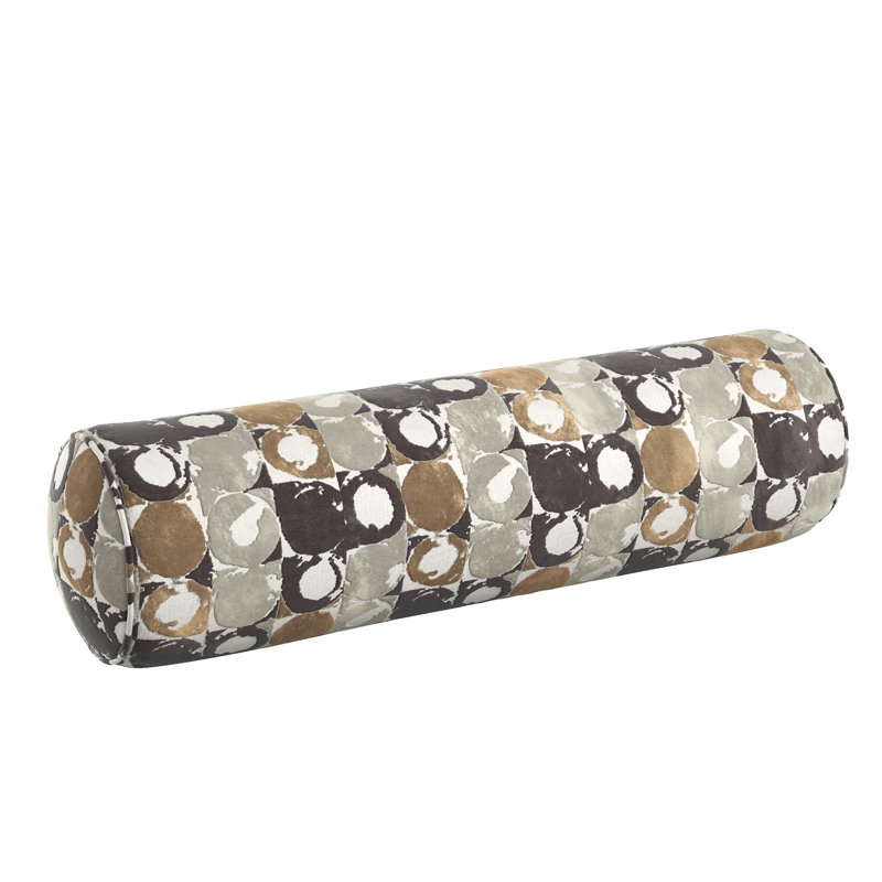 Birstall Rayon/Viscose Bolster Pillow Cover & Insert, Brown Geometric, 8"H x 24"W