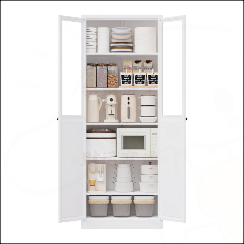 Armoire de cuisine de 72 po de hauteur avec tablettes réglables, organisateur de rangement robuste, assemblage sans outil, conception autoportante