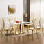 Table de salle à manger rectangulaire 70 po en faux marbre 70 po, base en acier inoxydable, table artisanale exquise 70 po-457815890-457815891