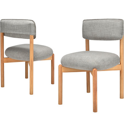 Ensemble de chaises de salle à manger modernes en mélange de lin et de kaki (ensemble de 2)