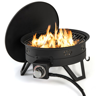 Round Natural Gas Smokeless Fire Pit with Lid