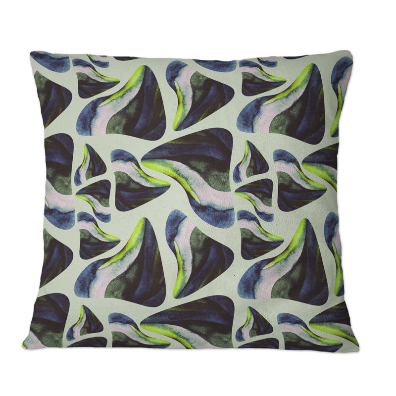 Éléments abstraits vert foncé II - imprimé moderne, 18 po x 18 po