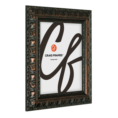 Craig Frames 14x16 Inch Picture Frame, Black-Bronze, Bravado Style, 2.0" MDF Moulding, Painted Finish, Plexiglass Facing and Hanging Hardware