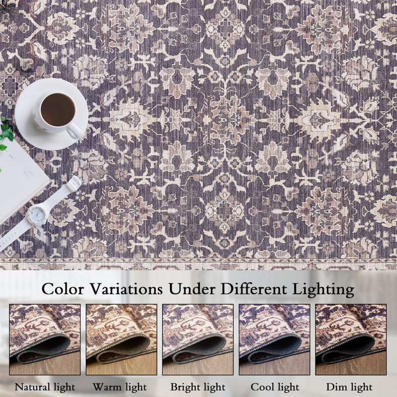 Zehorit Machine Washable Vintage Area Rug For Living Room, Hallway Runner, Entryway Rug, Runner 2' x 6'