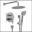Système de douche de 10 pouces, ensemble de robinets de douche à glissière, pomme de douche ronde complète et robinet de douche mural à 5 jets, nickel brossé mural
