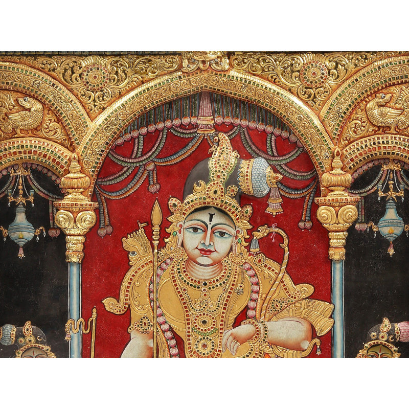 Rajamannar (Rajagopalaswamy) | Tanjore Painting | With Vintage Teakwood Frame