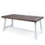 Table de salle à manger d'extérieur en bois et structure en métal rustique blanc, finition brun foncé, 29,5 po de hauteur, 70,0 po de largeur, 35,06 po de profondeur, 300 lb de capacité, pièces d'assemblage