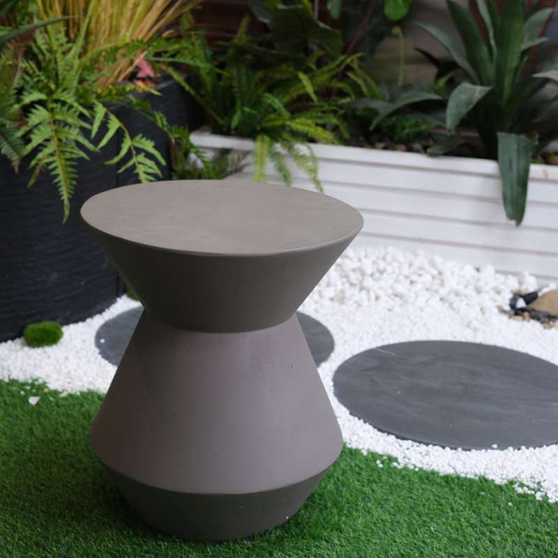 Colfin Patio Corner Table with Faux Terrazzo Finish