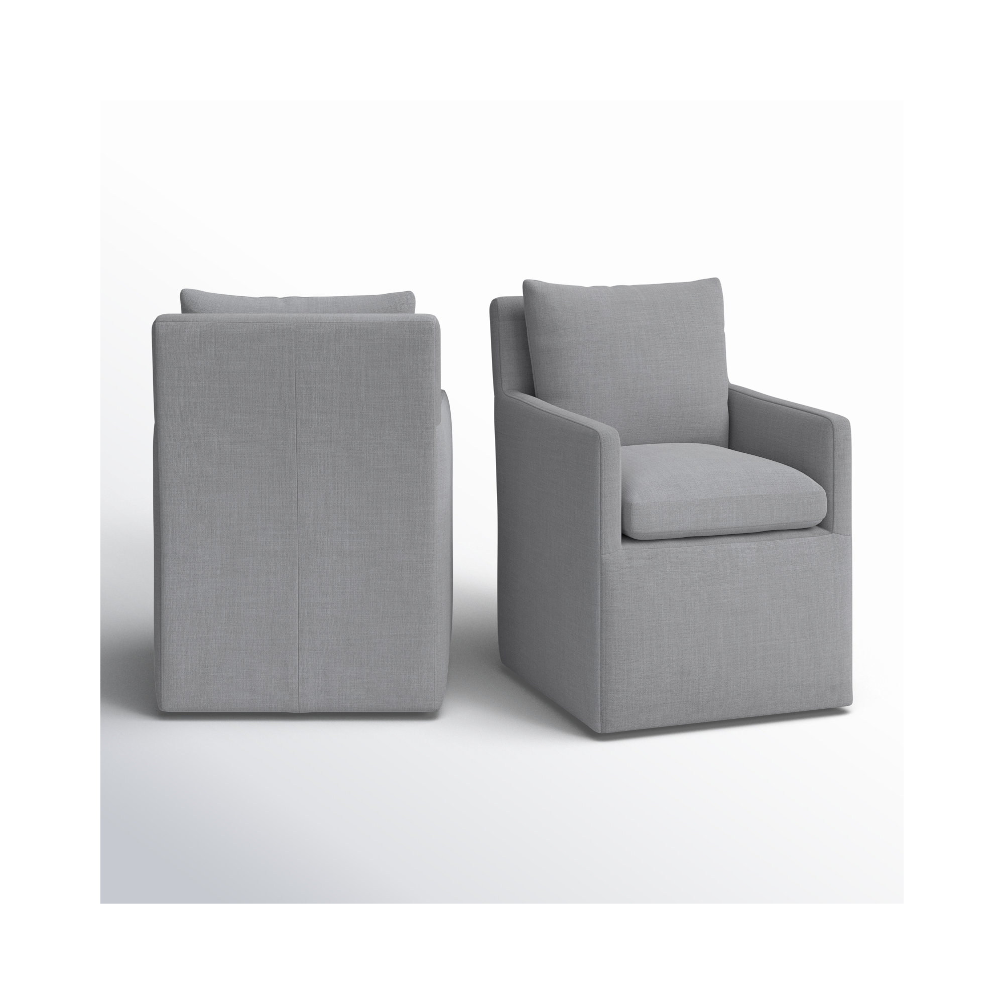 Alayaa Upholstered Arm Chair, Effie Gray Performance Linen