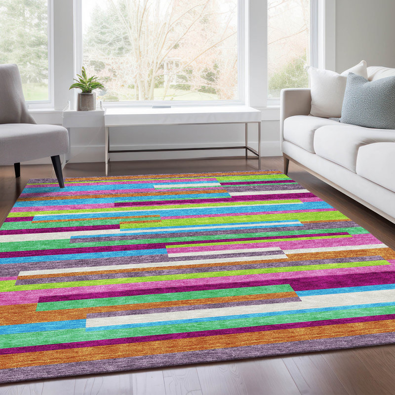 Tapis lavande Prisco lavable à la machine de qualité supérieure, Rectangulaire 8 pi x 10 pi