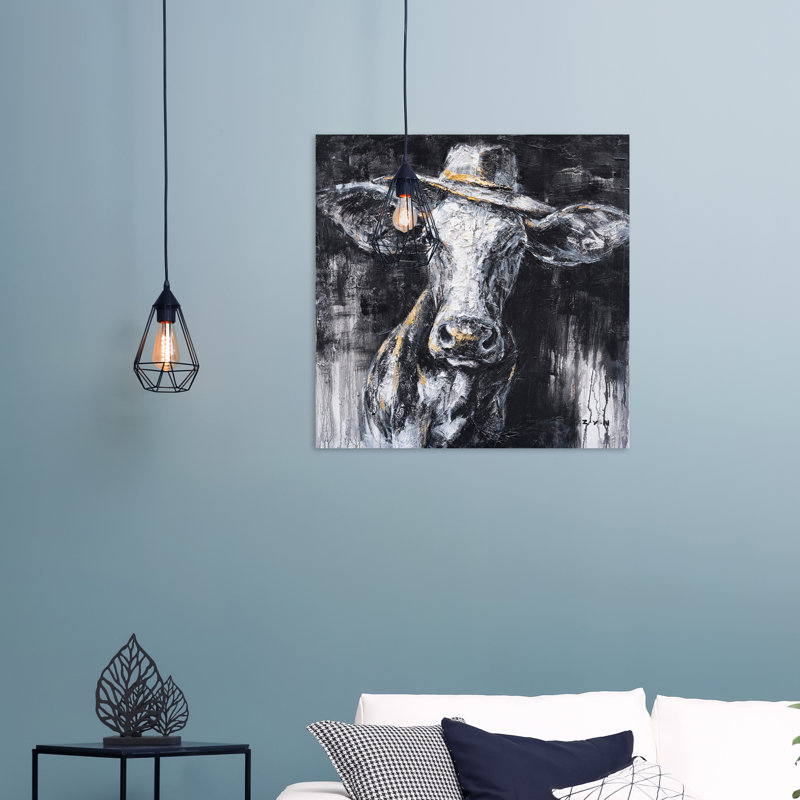 Earl Ox - peinture sur toile tendue, H 40 po x l 40 po x P 1,5 po