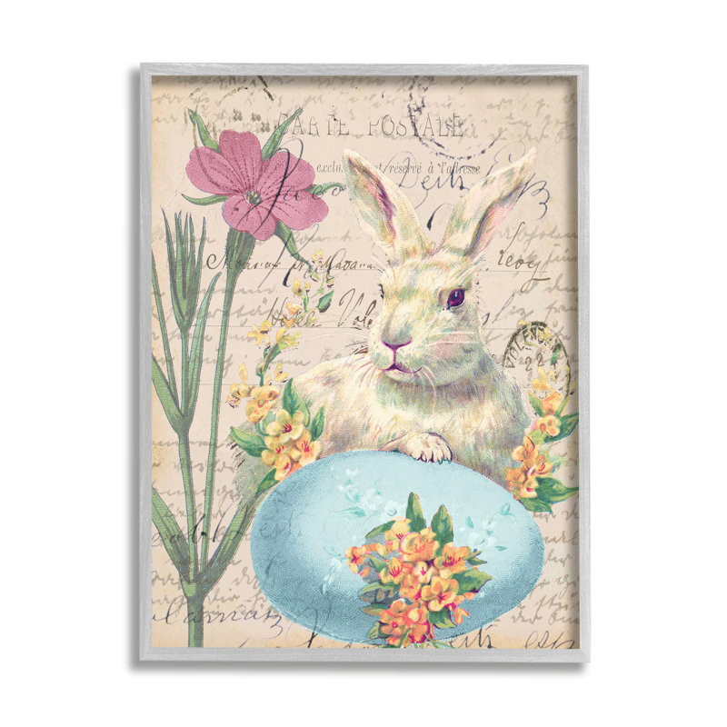 «Lapin de Pâques au printemps, œuf bleu» par Daphne Polselli - impression, H 30 po x l 24 po x P 1,5 po
