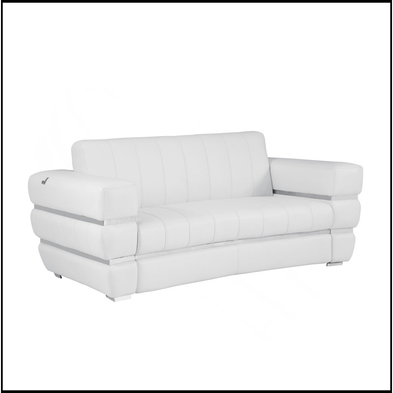 Causeuse en cuir italien Global United, Blanc