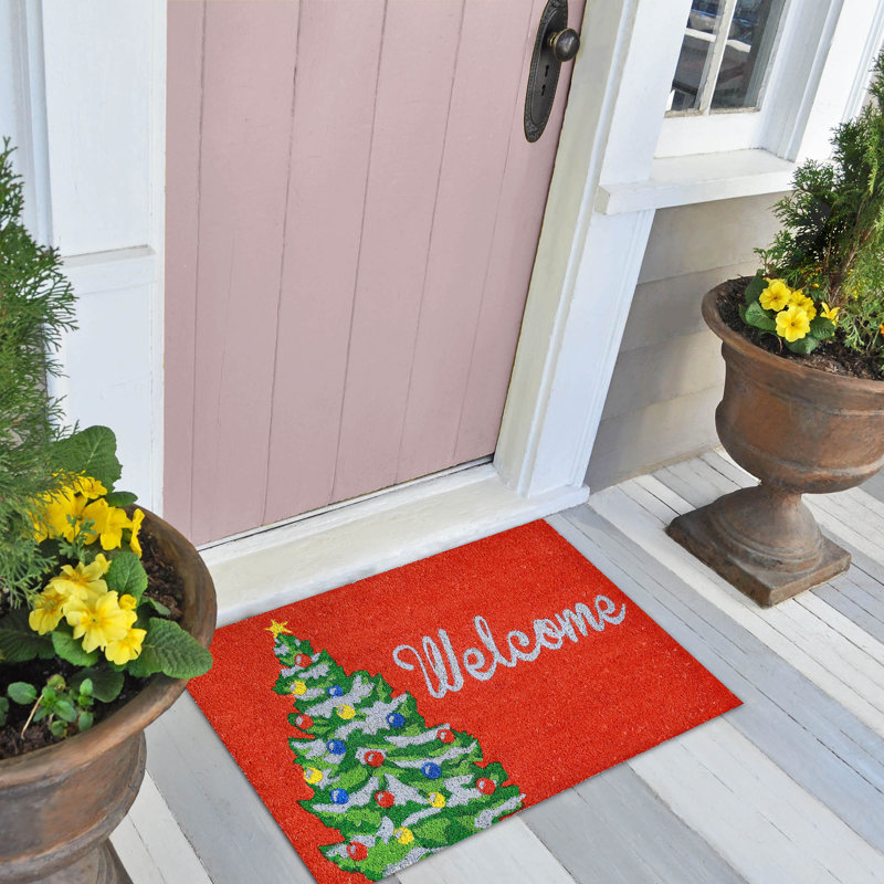 Fluellen Non-Slip Christmas Indoor Doormat, Red
