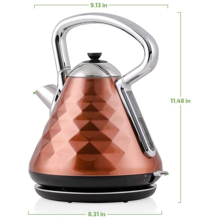 Haden Dorset 1.7 Liter (7-Cup) Stainless Steel Electric Kettle ,Black/Copper