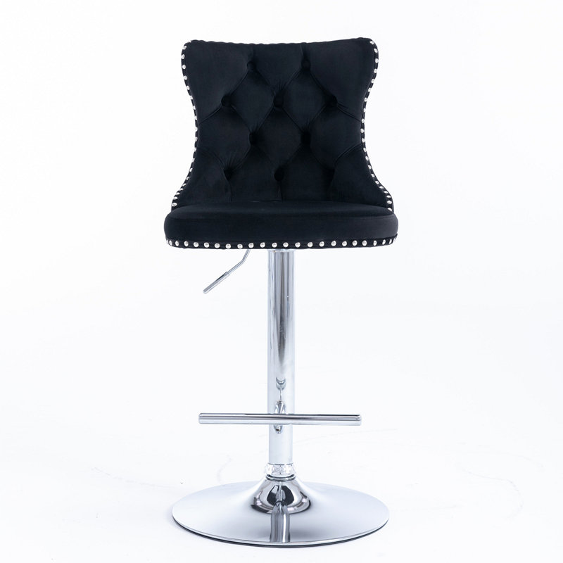 Tabouret pivotant à hauteur réglable Stormstown, Noir, Argent