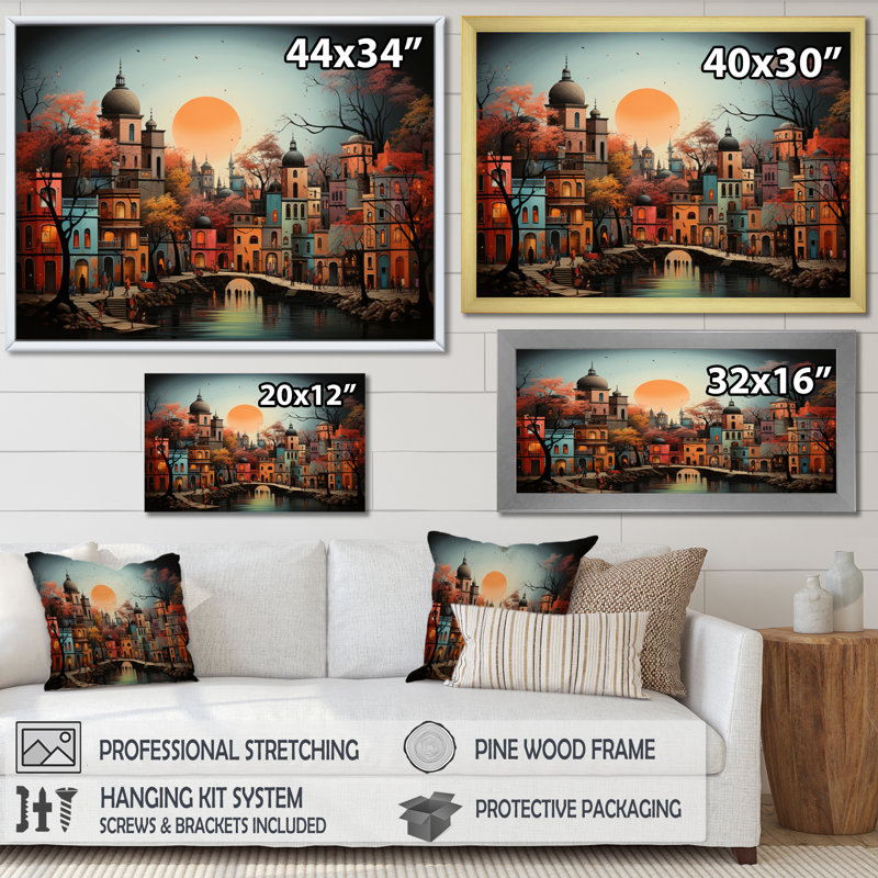 Ndian Art Indian Splendor - art mural indien sur toile, Cadre simple argenté, H 30 po x l 40 po x P 1,5 po