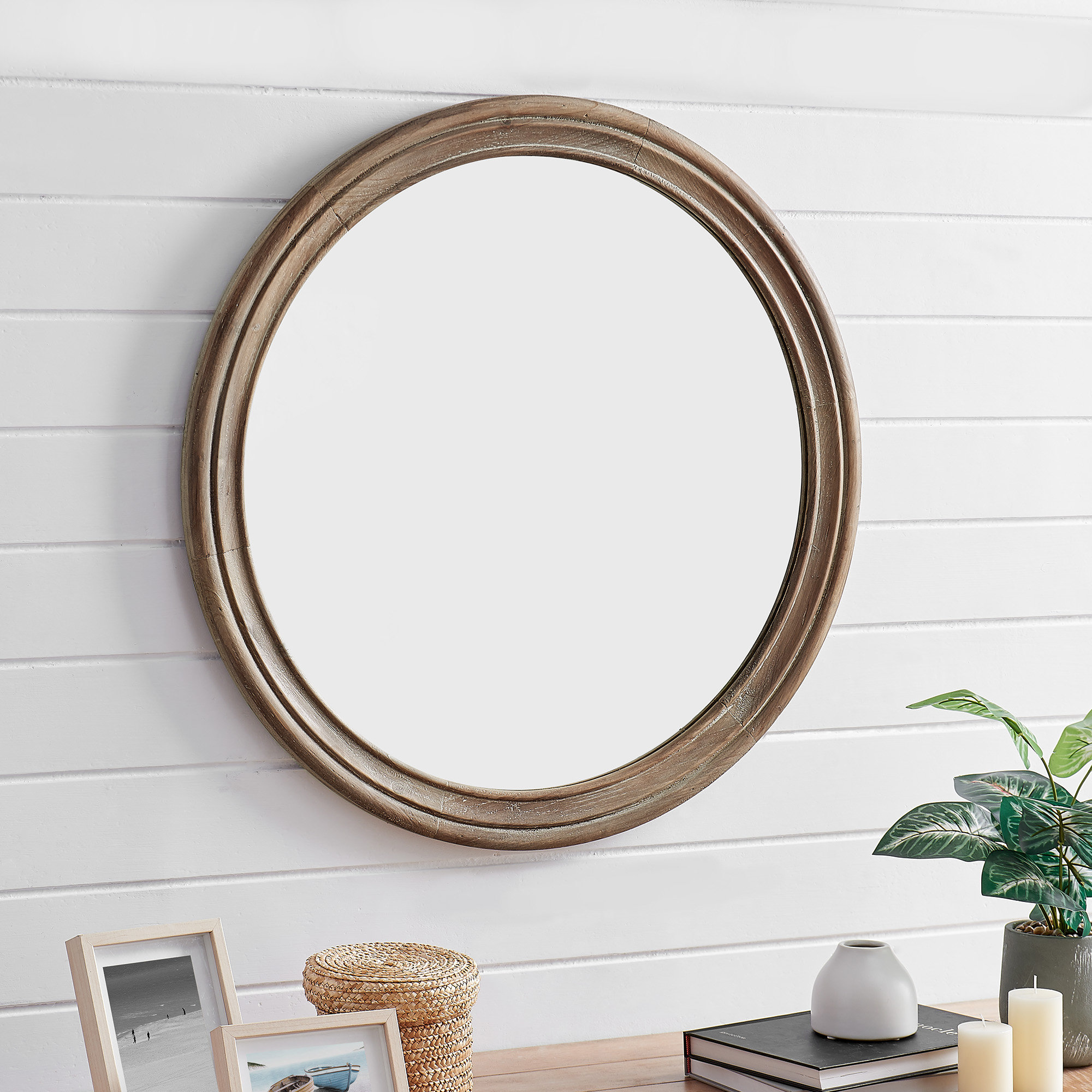 Gracie Oaks Neabsco Wood Flat Wall Mirror & Reviews Wayfair
