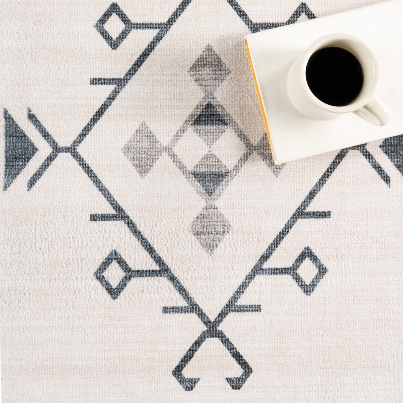 Sofia Diamond Machine Washable Area Rug for Living Room Bedroom Dining Room Kitchen, Rectangle 3' x 5'