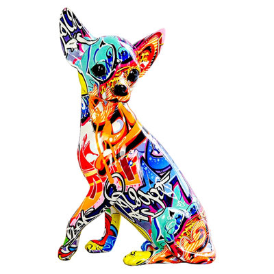 Graffiti Chihuahua Dog Abstract Statue Sculpture
