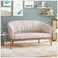 Causeuse de style Mid-Century moderne avec dossier à surpiqûres et pieds en bois d'hévéa brun, parfaite pour des sièges élégants et confortables