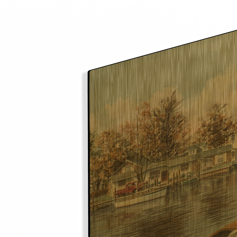 «Belle River, Ontario» par Stanton Manolakas, art mural en métal doré, 16 po x 12 po, 24"x16"